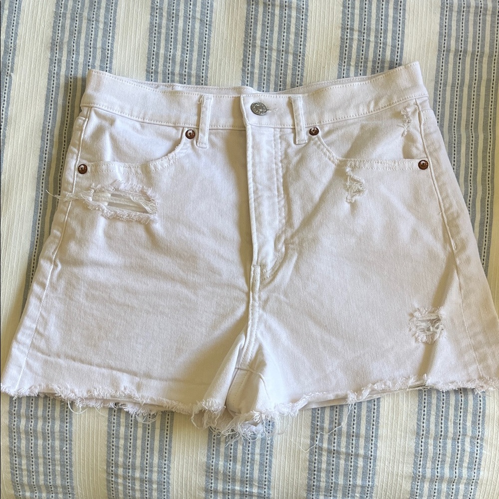 Express White Frayed Hem Jean Shorts
